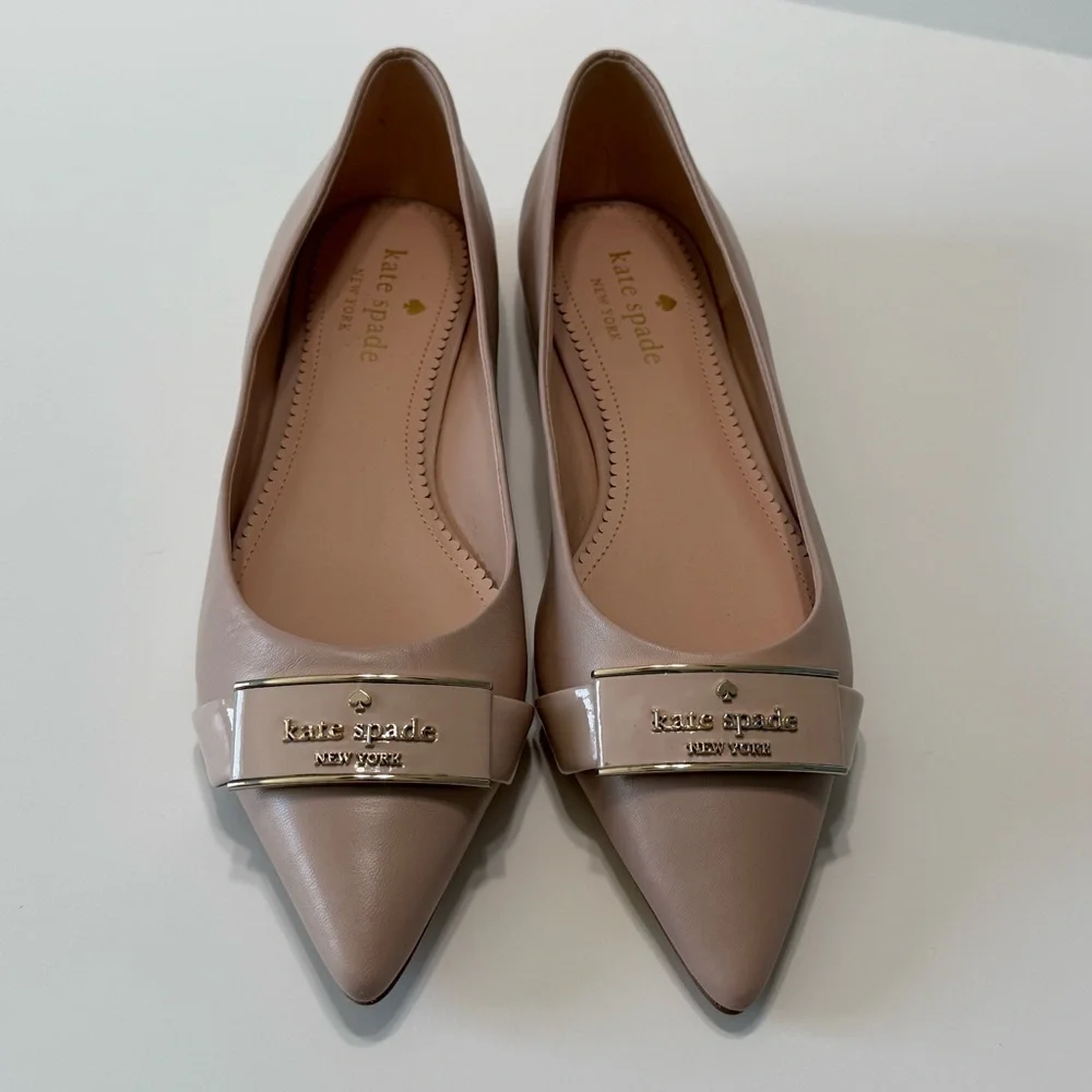 Kate Spade Deneuve Blush Pink Leather Pointed Toe Ballet Flats Slip On Size 8B